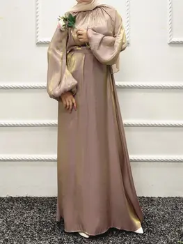 Ramadan Eid Djellaba Rochie Musulman Dubai Moda Manșetă Elastică Manșon Moale, Stralucitor Abaya Dubai Turcia Musulmană Kimono Islam Halat WY909