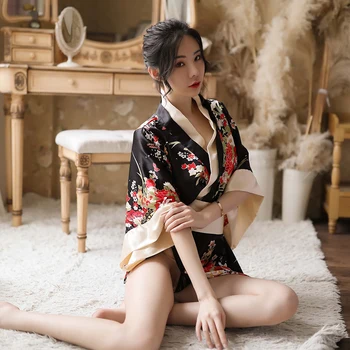 Kimono Japonez Sexy Cosplay Costum Pentru Femei Sakura Fata Dantelă Tradiționale Halat Florale Fusta Stil Japonia Pijamale Imprimate Costum