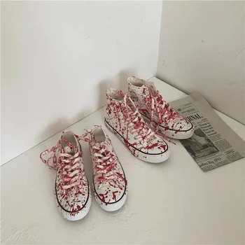 Femei Pantofi de Pânză pătată cu Sânge Rece Fete de Moda Pantofi Casual Femei Adidași Elevii Graffiti Încălțăminte de Tineret Bord Pantofi