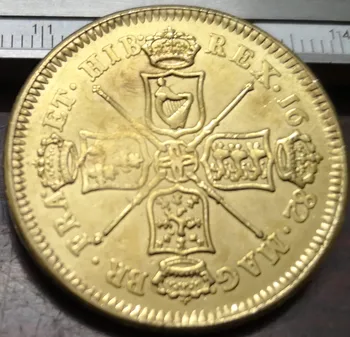 1682 Anglia 2 Guinee - Carol al II-lea .9999 pur Placat cu Aur Copia Fisei