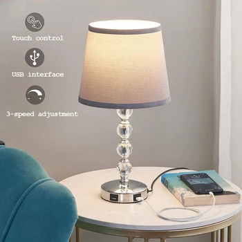 Lampă de cristal cu Port USB de Joasă tensiune Lămpi de Noptieră Touch Control Lampă de Masă pentru Dormitor, Camera de zi de Crăciun Decorare 2023
