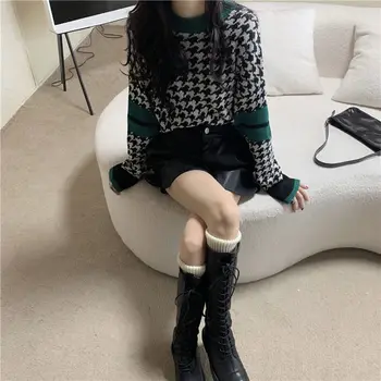 2022 Femei De Iarnă Pulover Pulover Tricotate Pulovere Largi Imprimare Elegant Casual Cu Maneci Lungi Y2k Topuri Transport Gratuit Streetwear Coreeană