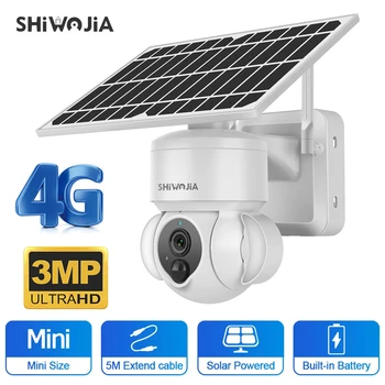 SHIWOJIA 3MP 4G Solar Camera de Supraveghere de Exterior Rechargeabe Baterie Solar, Cameră de Mișcare PIR Protecție de Securitate Acasă Kamera
