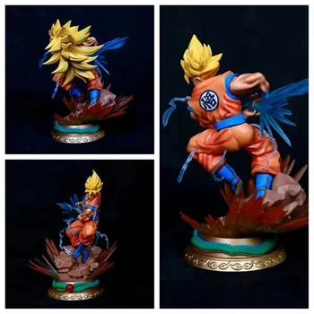 Anime Dragon Ball Z Super Saiyan 3 Son Goku Lupta Ver. Statuia din PVC figurina de Colectie Jucarii Model Mare Gokou Papusa Cadouri