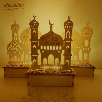 Eid Mubarak Palatul din Lemn Ornamente Islamic Partid Musulman masa Decor de Masă Lumanare LED Lumini de Ramadan Kareem Decoratiuni pentru Casa 2022