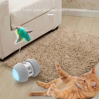 Smart Electronice Pisică Jucărie Interactiv Automate Rotative de Led-uri care Rulează Teaser animale de Companie Jucărie Pentru Pisici Stick Pene USB Reîncărcabilă