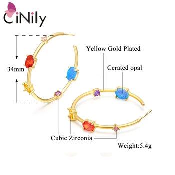 CiNily Multcolor Opal Hoop Cercei pentru Femei 14K Aur Galben Placat cu Cercei Cu Zirconiu Nunta Jewelrys Cadouri Pentru Fete