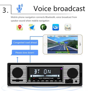 Masina de 12V Radio Stereo In-dash Bluetooth Audio Wireless FM MP3 Player Multimedia TF, USB, AUX Suport de Epocă