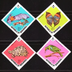 4 BUC Maldive Post de Timbru,1973,Timbre Animale,Flying Fox,broaste Testoase,de Fluturi,de Păsări,de Inalta calitate superioară,Noul Timbru.Foarte Original